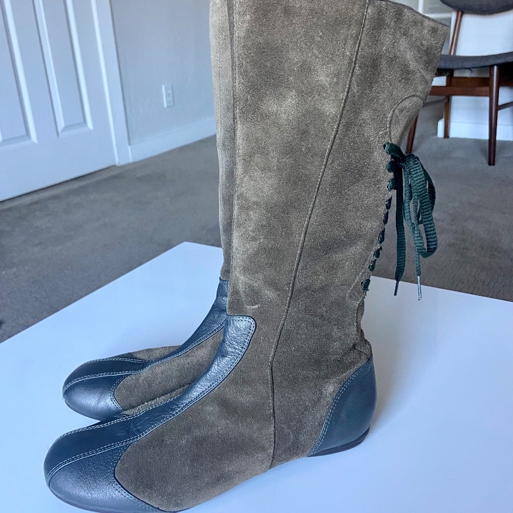 Giraudon Mid-calf Boots Green Suede